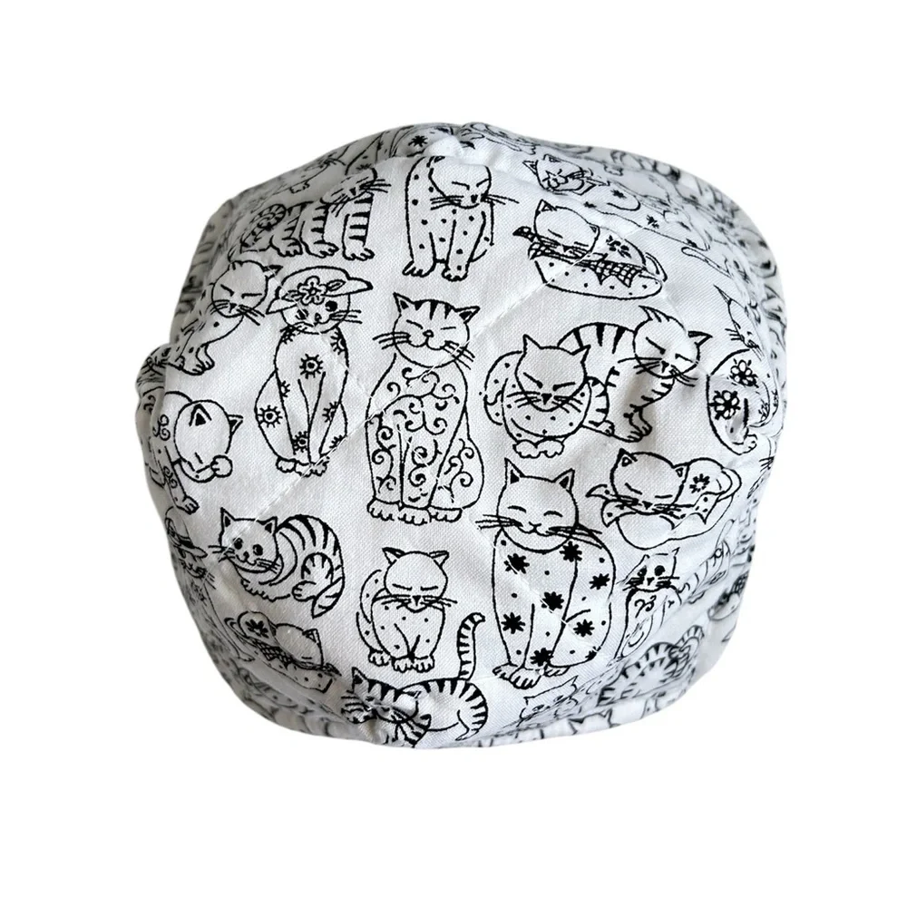 Hand Crafted Trinket Bowl Basket Black and White Cat Print Storage Bin